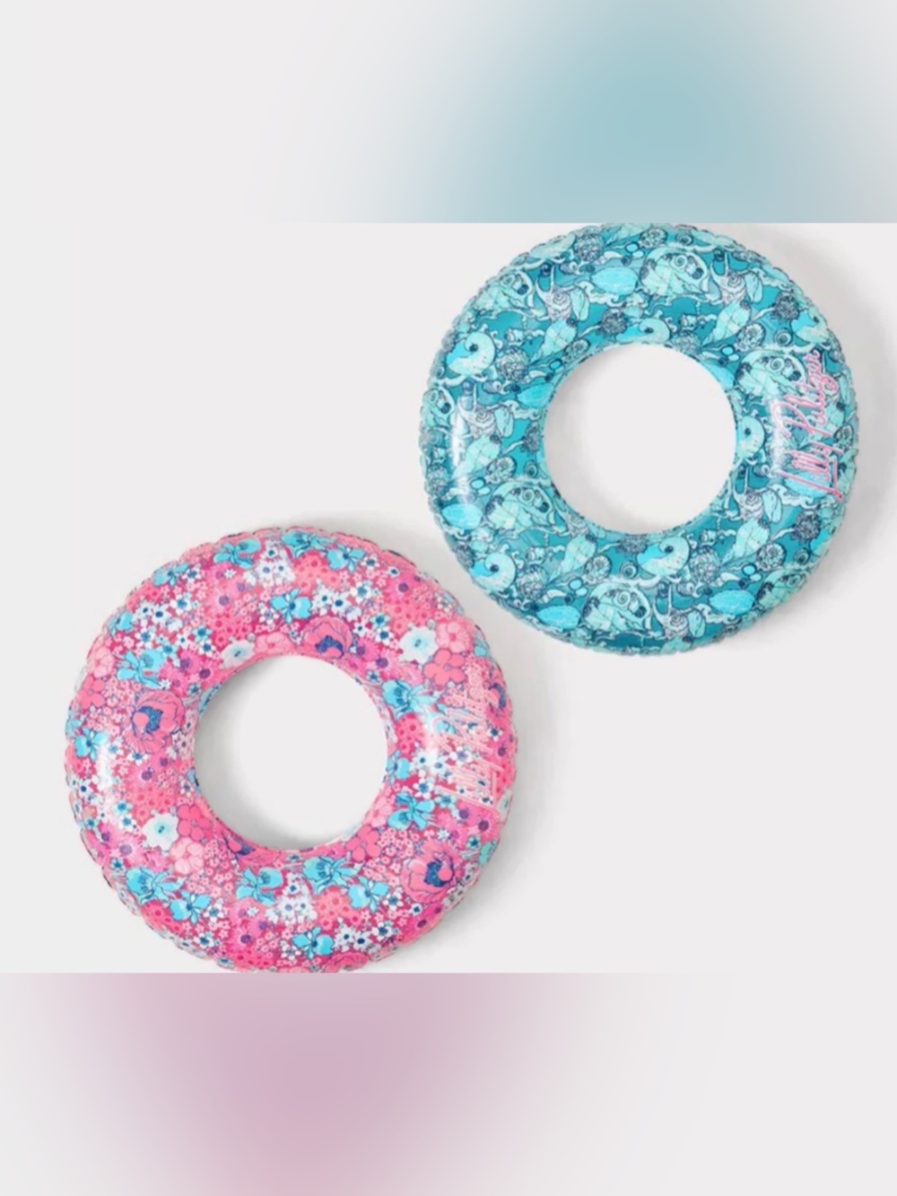 **NEW** Lilly Pulitzer Pink & BlueFloral Inflatable Pool Float/Ring Set NWT